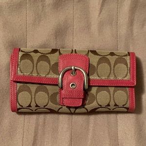 Original coach fabric & pink leather coach wallet